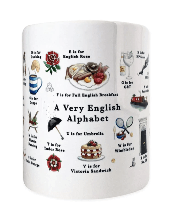 A Very English Alphabet Mug from the Hamlet British Store.