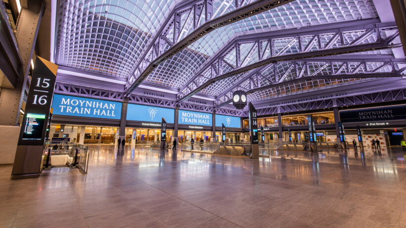 Interior of Moynihan Train Hall at Penn Station